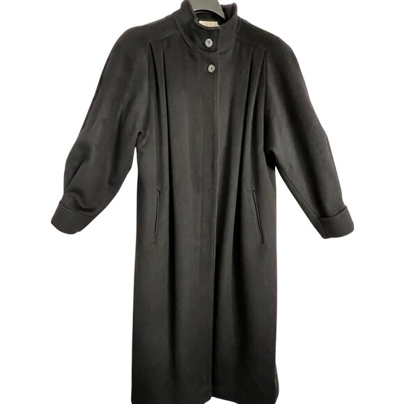 VTG Ashley Scott L Black Heavy Wool Long Coat  Button Closure Pockets Y2K USA - Picture 2 of 16